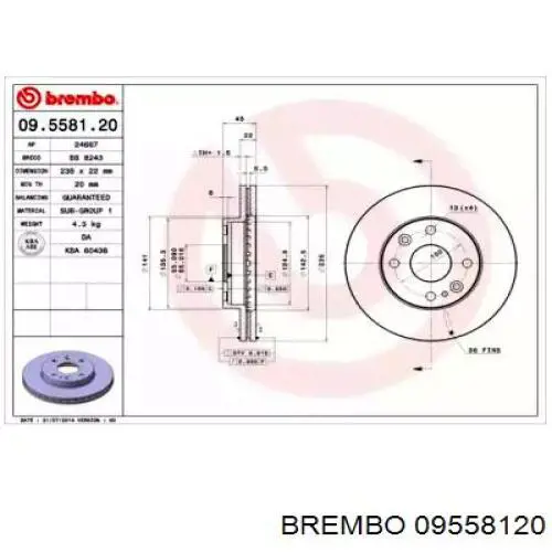 09558120 Brembo диск тормозной передний