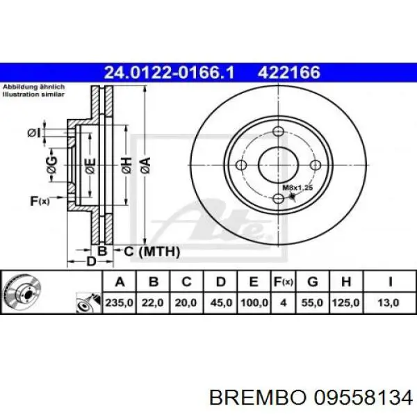 Купить 09558134 Brembo Ротор тормозной