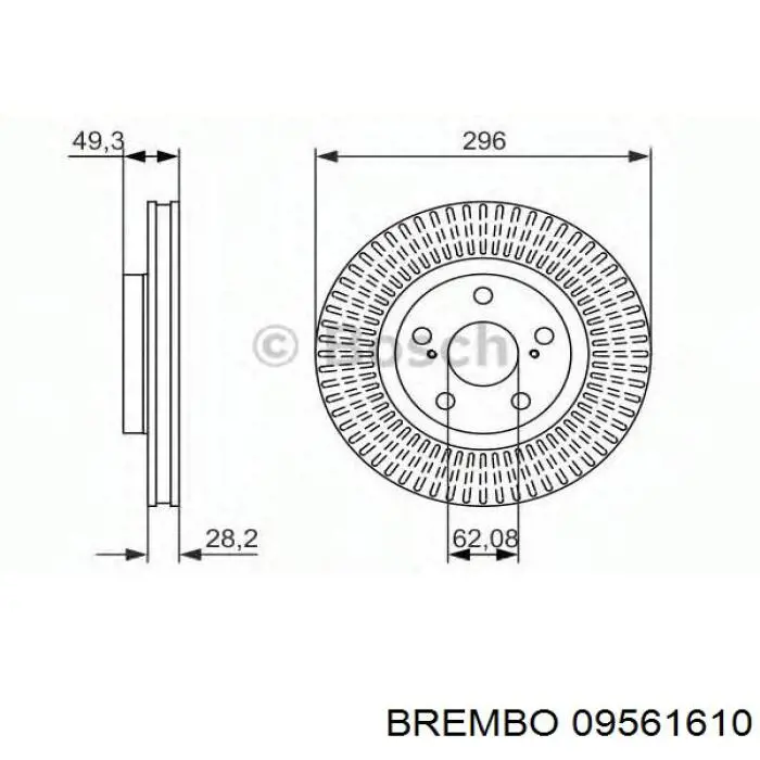 Передние тормозные диски 09561610 Brembo