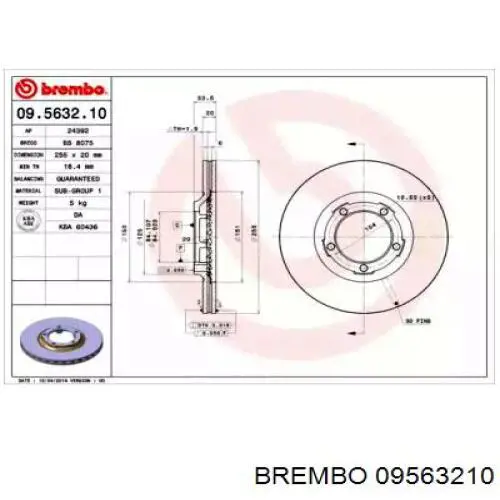 Передние тормозные диски 09563210 Brembo