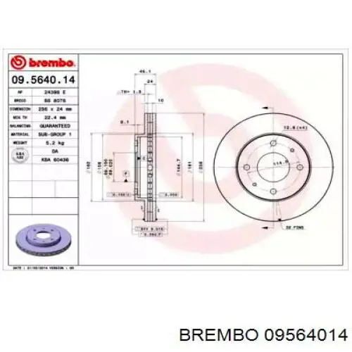 09564014 Brembo диск тормозной передний