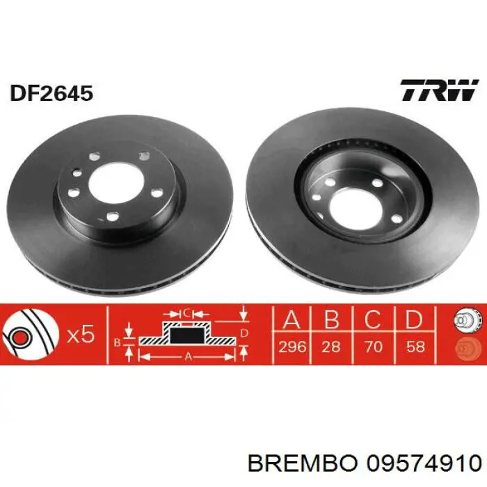 Купить 09574910 Brembo Ротор тормозной