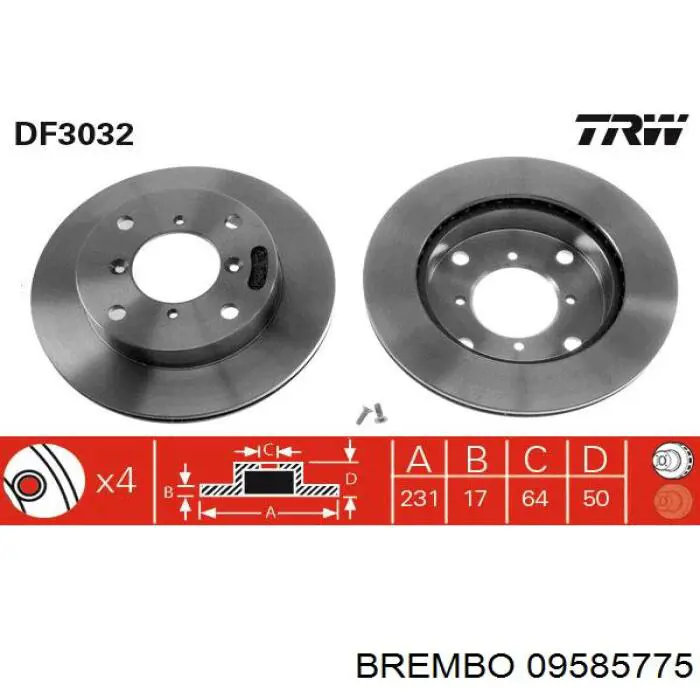 Передний тормозной диск Brembo 09585775