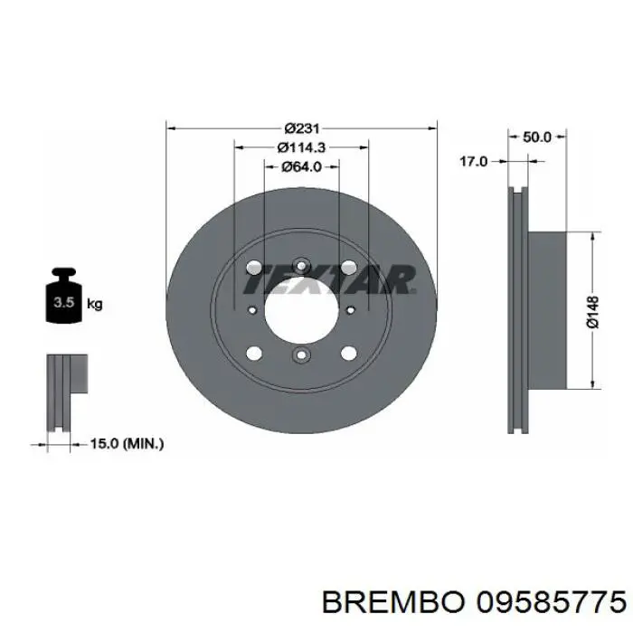 09585775 Brembo Диск тормозной передний