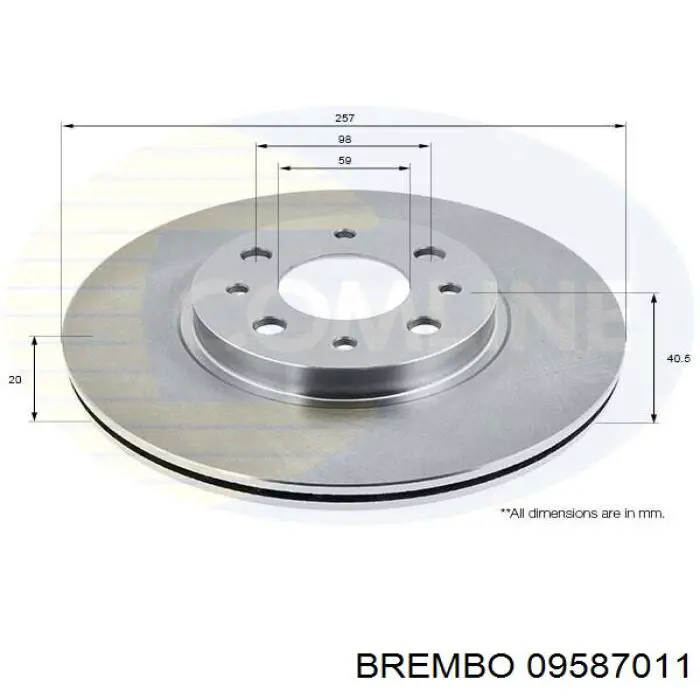 Передние тормозные диски 09587011 Brembo