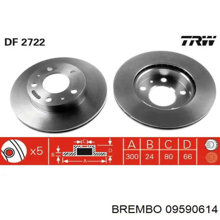 Передние тормозные диски 09590614 Brembo