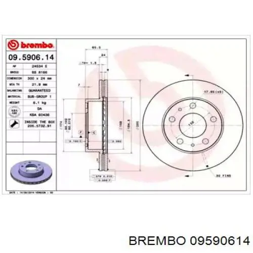 09.5906.14 Brembo диск тормозной передний