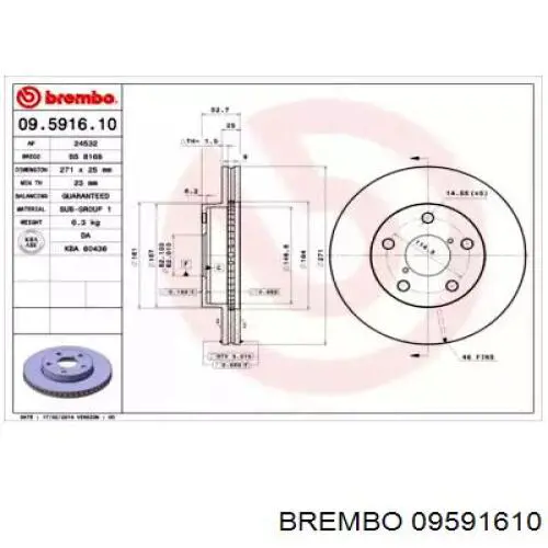 09591610 Brembo диск тормозной передний