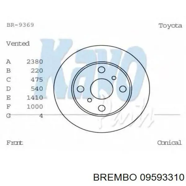 Передние тормозные диски 09593310 Brembo