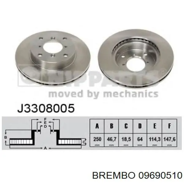 09690510 Brembo Диск тормозной передний