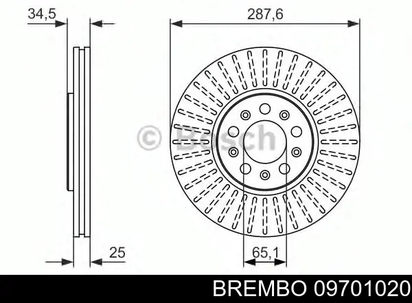 09701020 Brembo Диск тормозной передний
