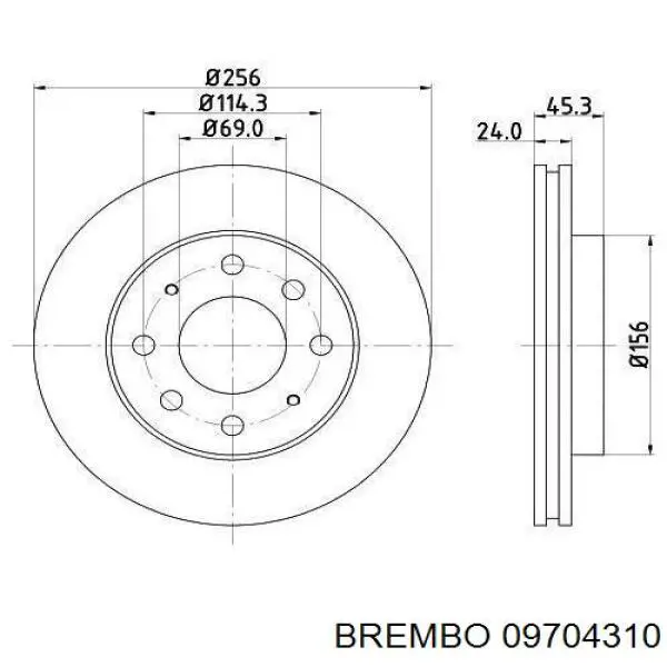 Передние тормозные диски 09704310 Brembo