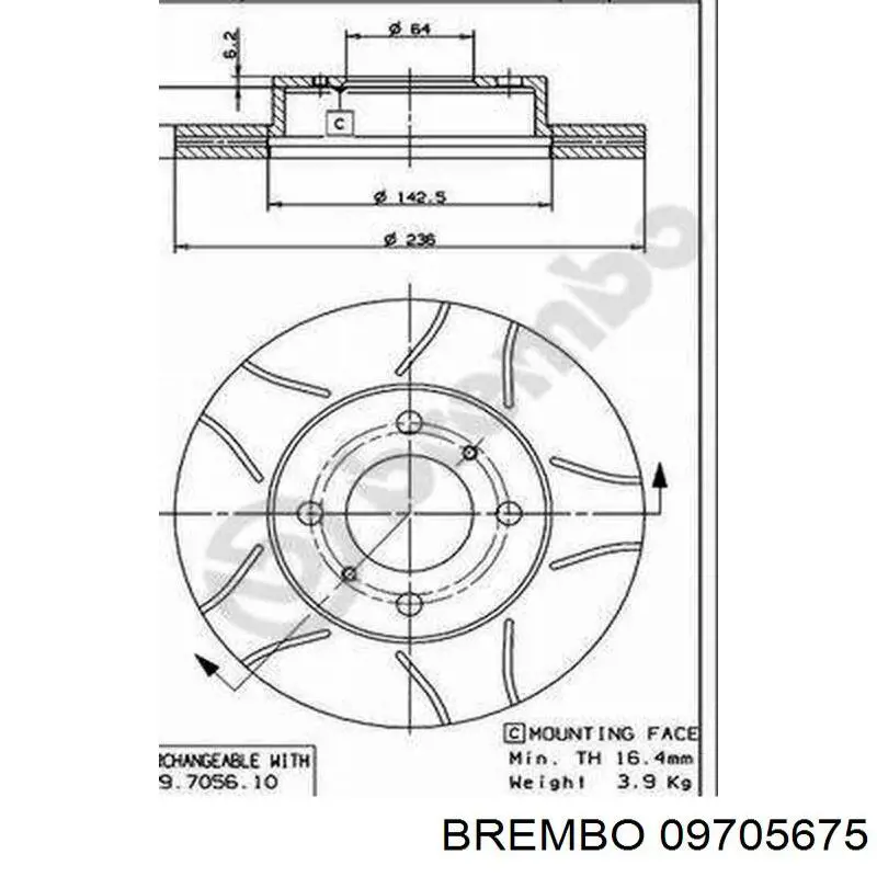 09705675 Brembo диск тормозной передний