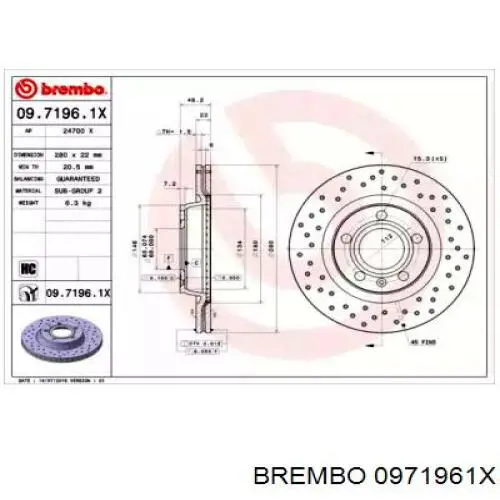 0971961X Brembo диск тормозной передний