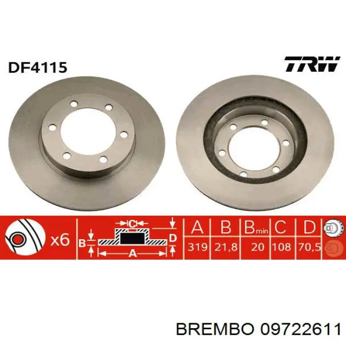 Купить 09722611 Brembo Ротор тормозной