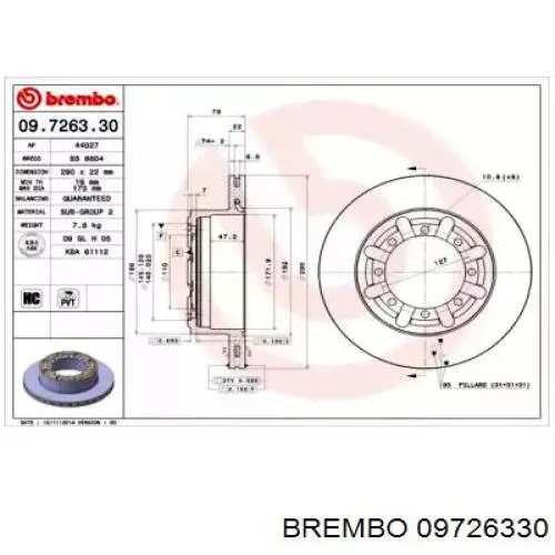 Тормозные диски 09726330 Brembo