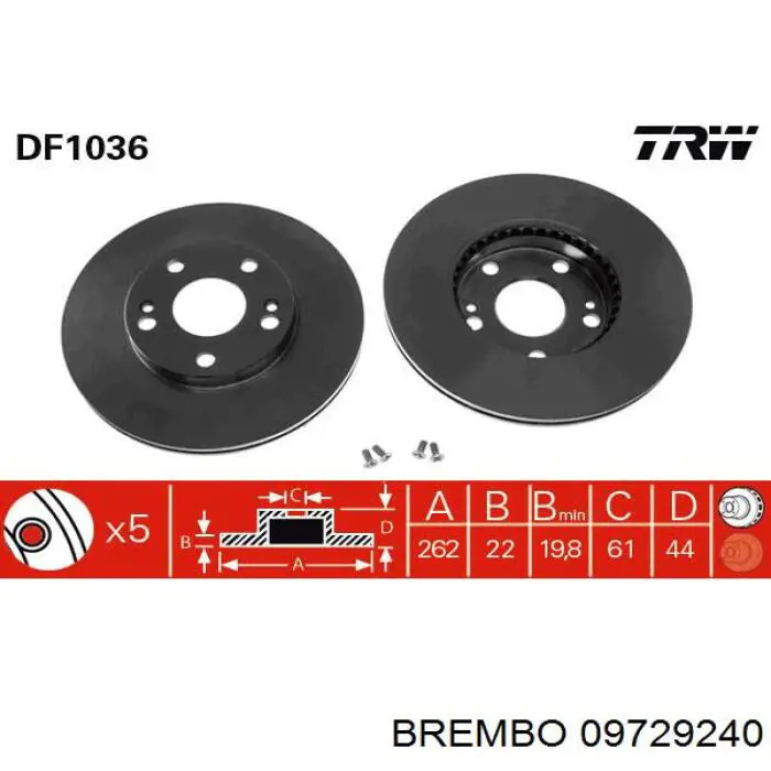 Купить 09729240 Brembo Ротор тормозной
