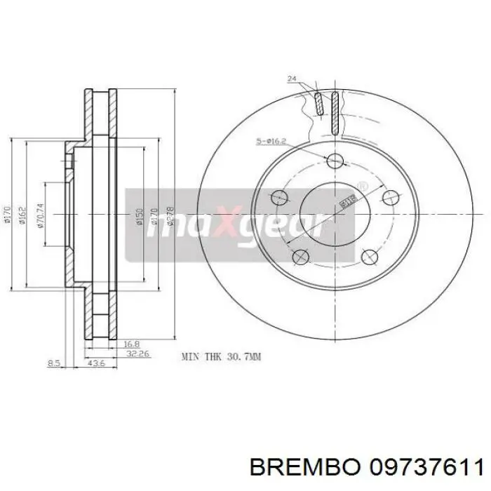 09737611 Brembo Диск тормозной передний