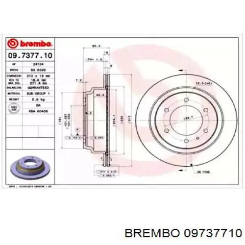 09.7377.10 Brembo диск тормозной задний
