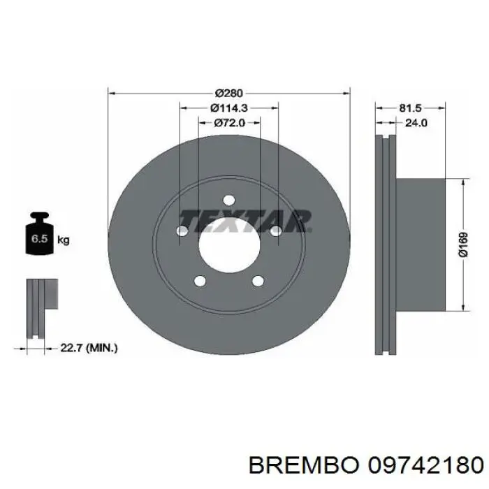 Передние тормозные диски 09742180 Brembo