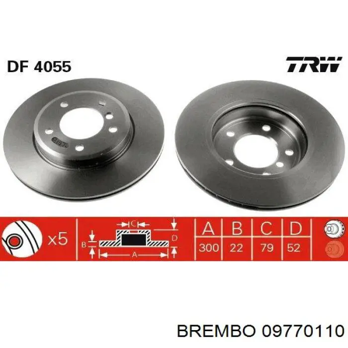 Передние тормозные диски 09770110 Brembo