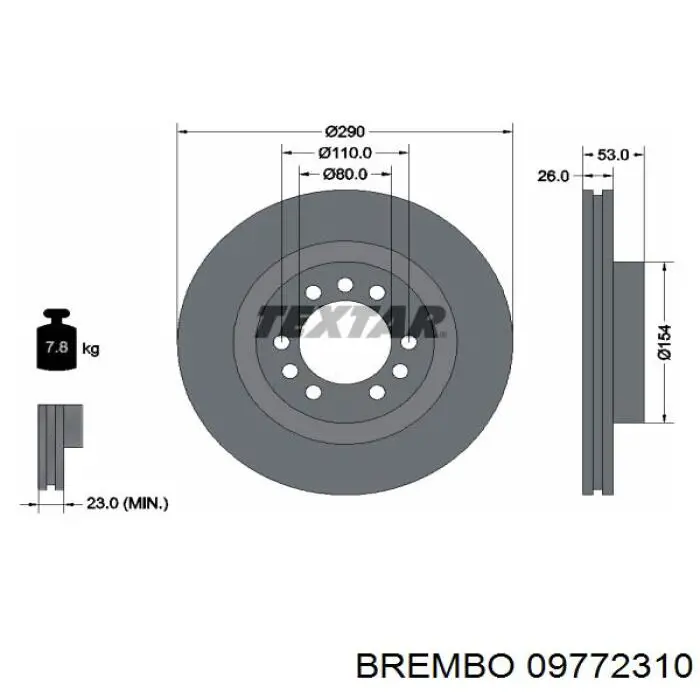 09772310 Brembo Диск тормозной передний
