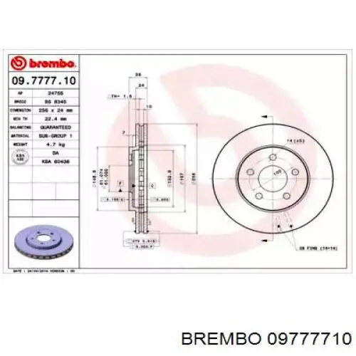 Передние тормозные диски 09777710 Brembo