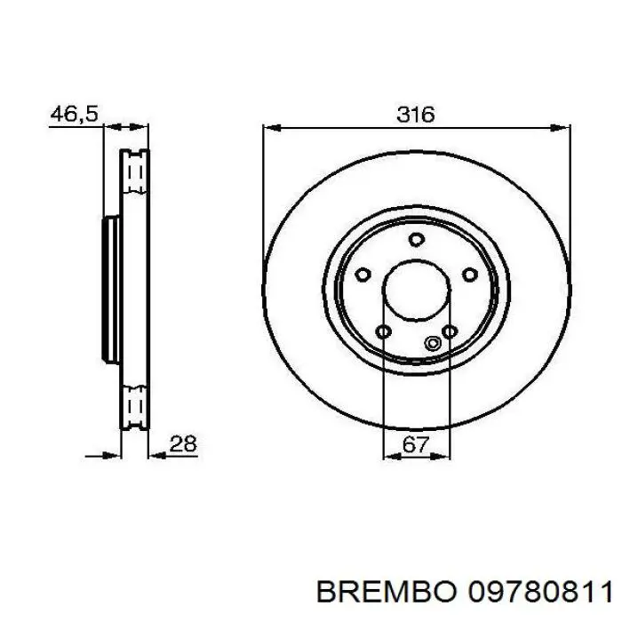 09780811 Brembo диск тормозной передний