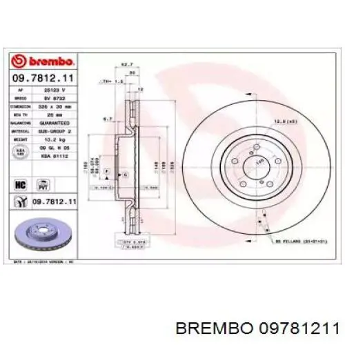 09.7812.11 Brembo диск тормозной передний