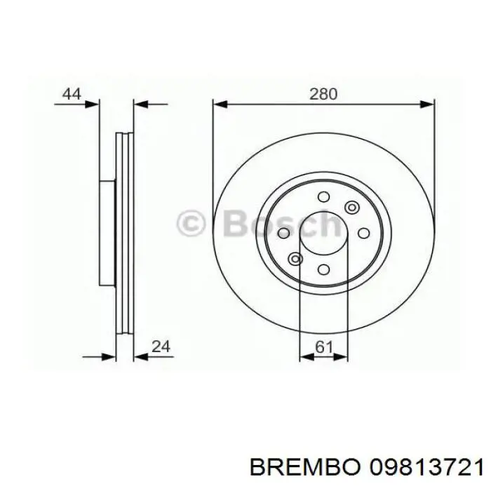 Передние тормозные диски 09813721 Brembo