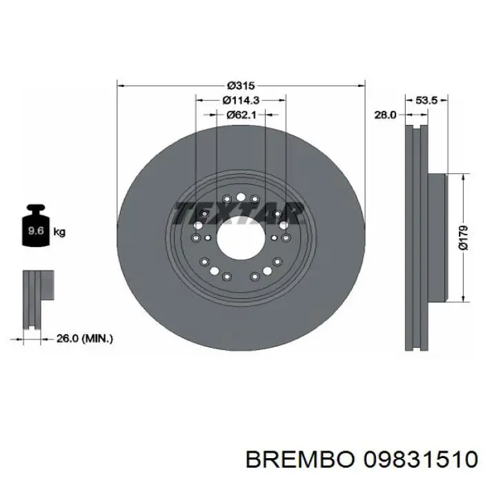 Тормоз дисковый передний Brembo 09831510 цена, от 71.30 USD
