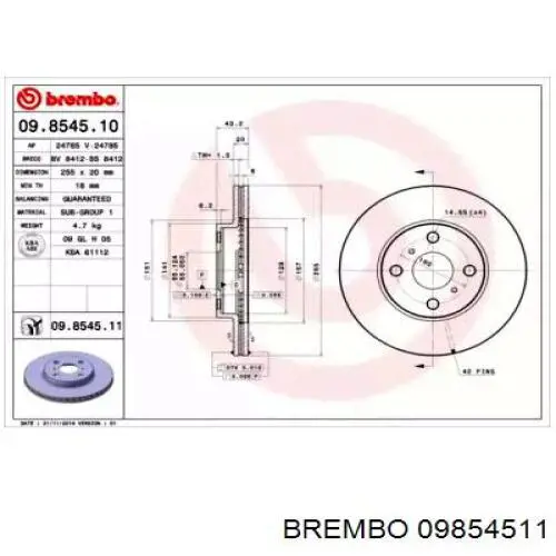 09.8545.11 Brembo диск тормозной передний