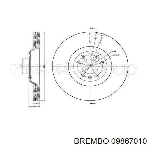 Купить 09867010 Brembo Ротор тормозной
