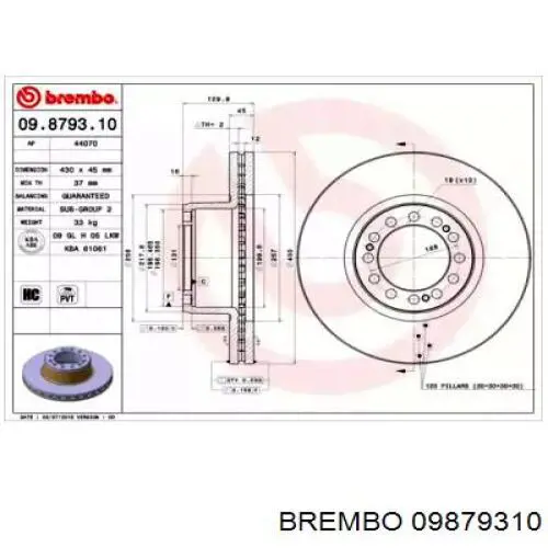 Тормозные диски 09879310 Brembo