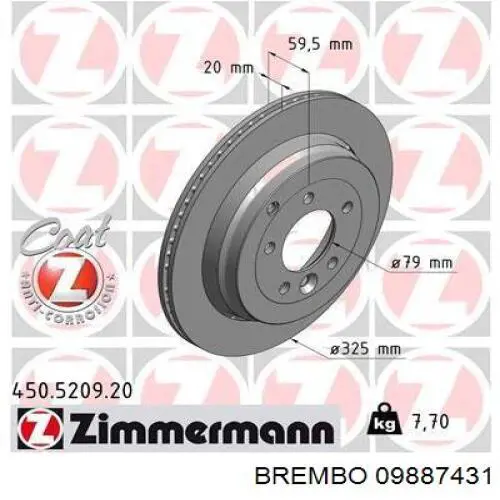 09887431 Brembo Дисковый тормоз
