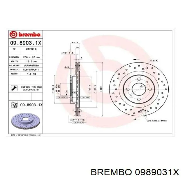 Купить 0989031X Brembo Ротор тормозной