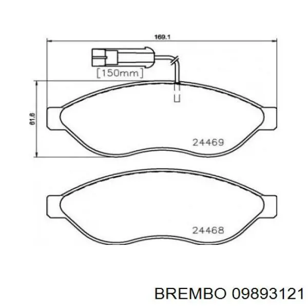 Передние тормозные диски 09893121 Brembo