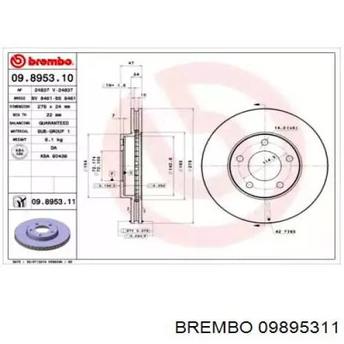 09.8953.11 Brembo disco do freio dianteiro