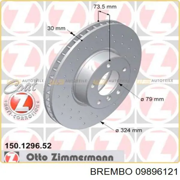 Тормоз дисковый передний Brembo 09896121 цена, от 71.04 USD