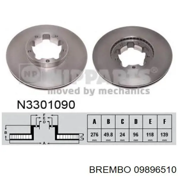 Передние тормозные диски 09896510 Brembo