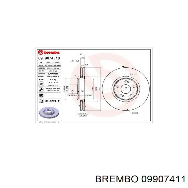 09.9074.11 Brembo диск тормозной передний