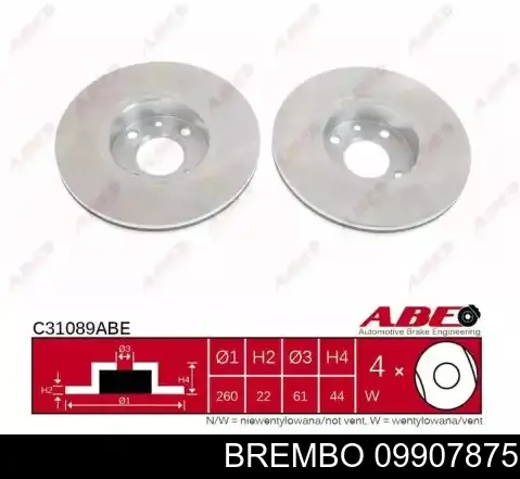 09907875 Brembo Диск тормозной передний