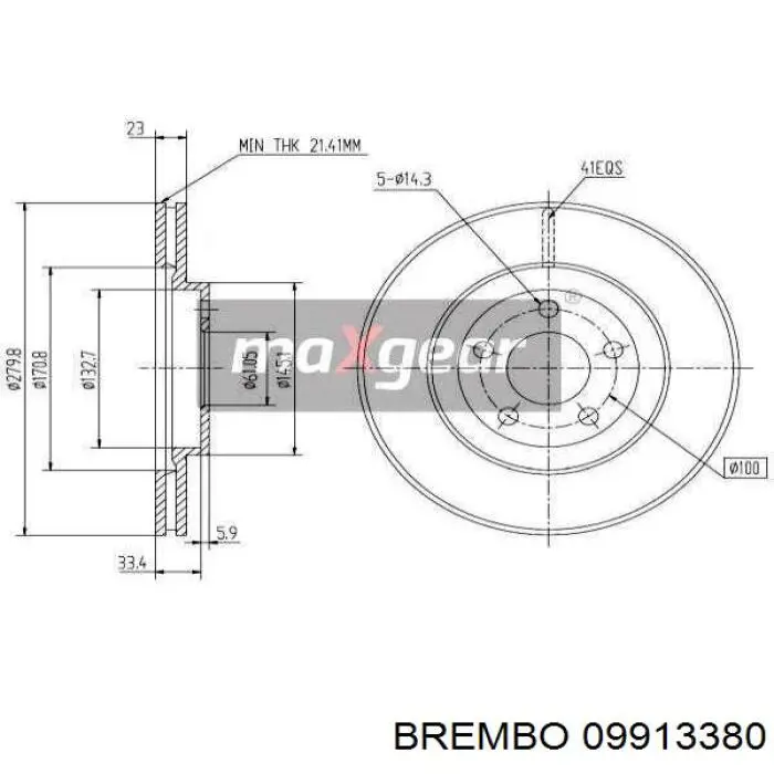 Передние тормозные диски 09913380 Brembo