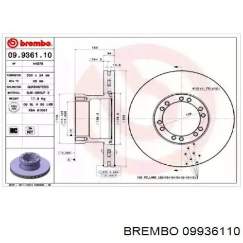 09936110 Brembo disco do freio dianteiro