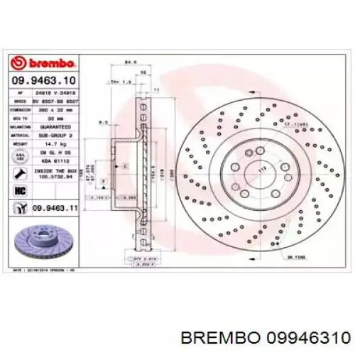 09946310 Brembo диск тормозной передний