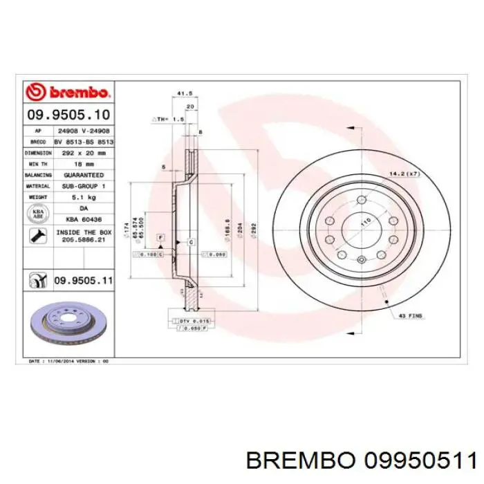 Купить 09950511 Brembo Диск тормозной задний