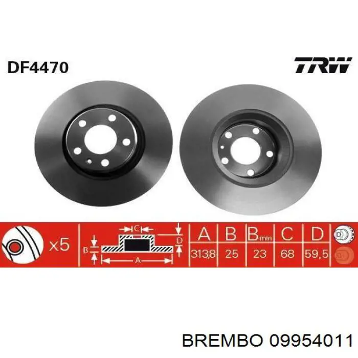 Тормоз дисковый передний Brembo 09954011 цена, от 66.40 USD