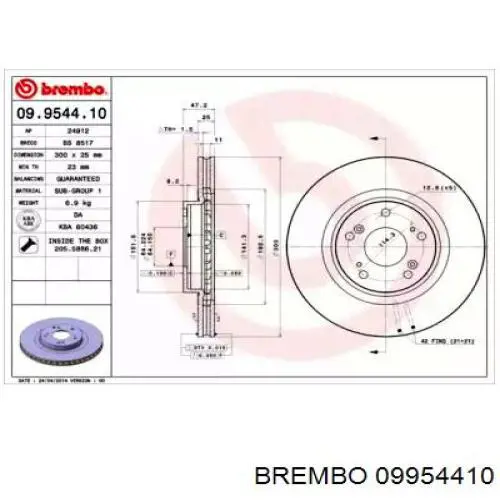 Передние тормозные диски 09954410 Brembo