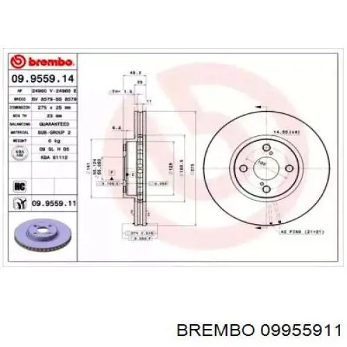 09.9559.11 Brembo диск тормозной передний