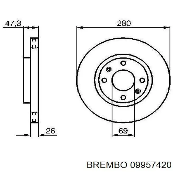 Купить 09957420 Brembo Ротор тормозной